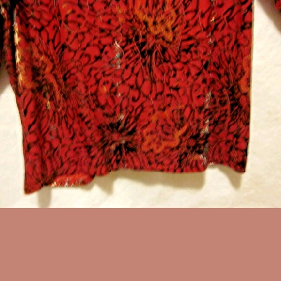 2x Velvet Feel Dressy Blouse Red and Black, shiny and classy.. - Picture 6 of 8